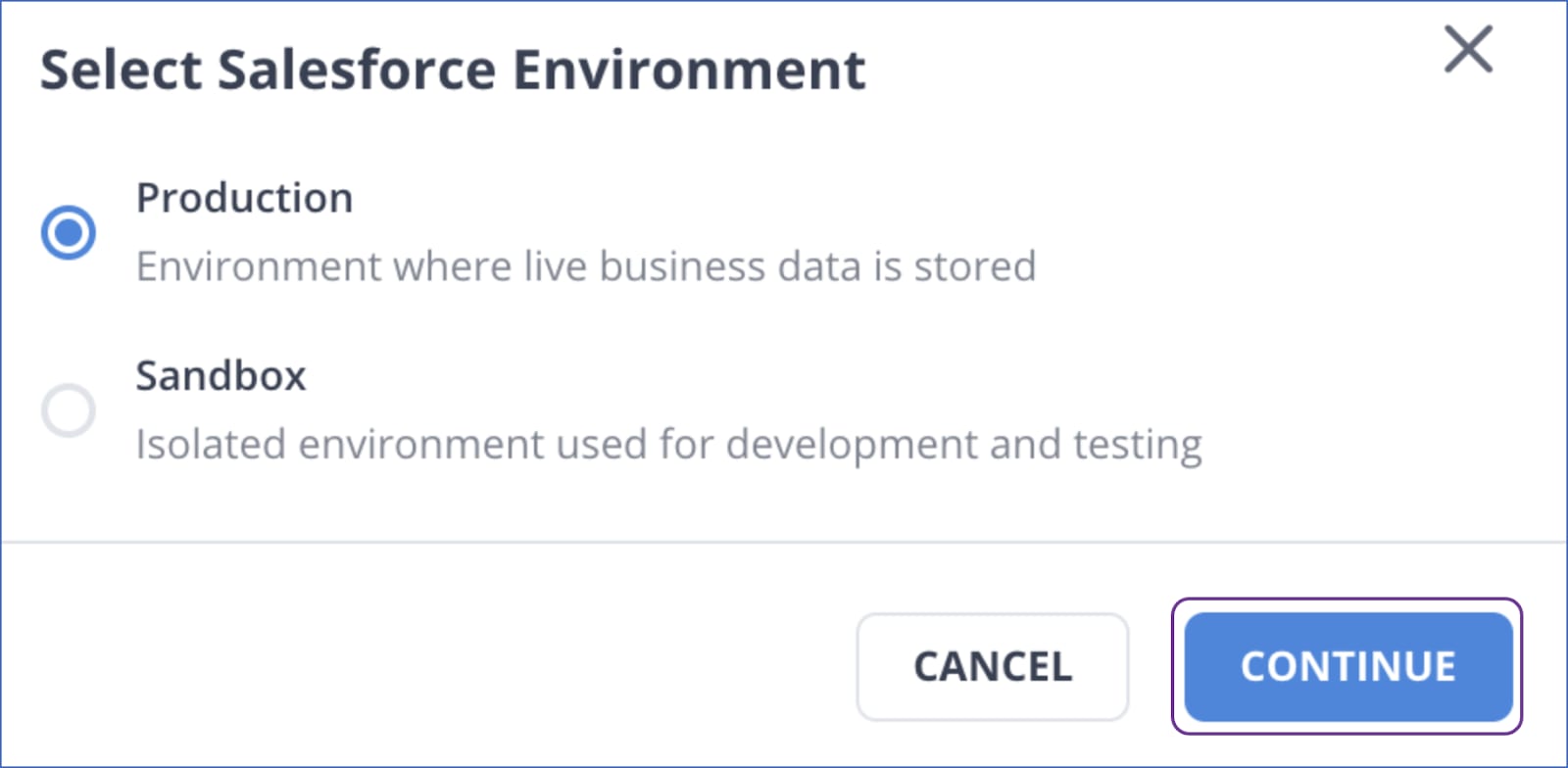 pardot to bigquery: select salesforce environment
